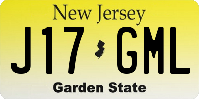 NJ license plate J17GML