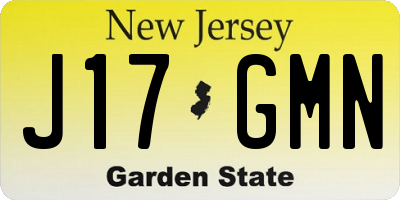NJ license plate J17GMN