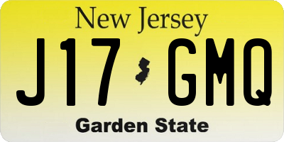 NJ license plate J17GMQ