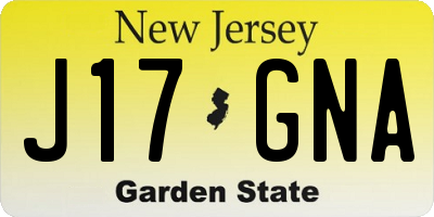 NJ license plate J17GNA