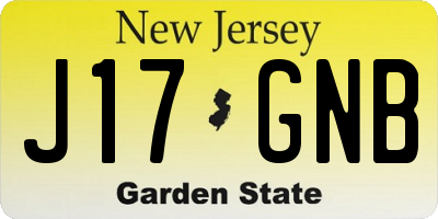 NJ license plate J17GNB