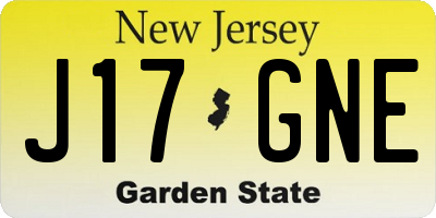 NJ license plate J17GNE