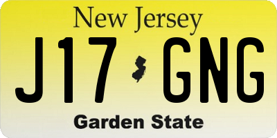 NJ license plate J17GNG