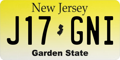 NJ license plate J17GNI