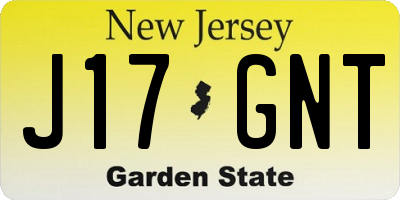 NJ license plate J17GNT