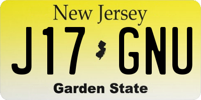 NJ license plate J17GNU