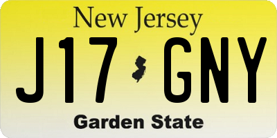 NJ license plate J17GNY