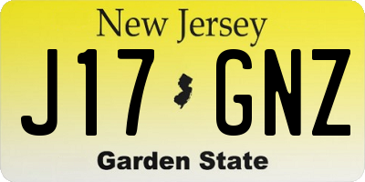 NJ license plate J17GNZ