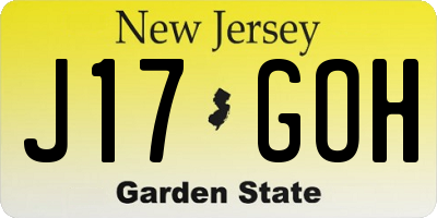 NJ license plate J17GOH