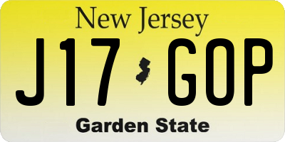 NJ license plate J17GOP
