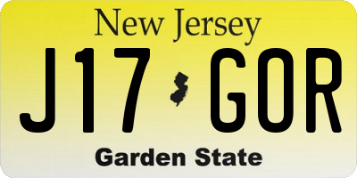 NJ license plate J17GOR