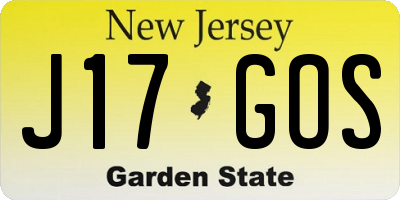 NJ license plate J17GOS