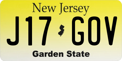 NJ license plate J17GOV