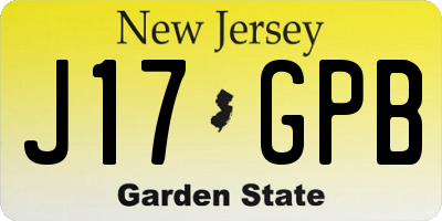 NJ license plate J17GPB