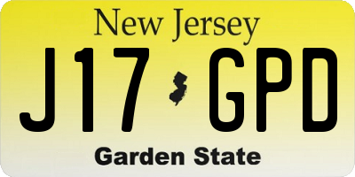 NJ license plate J17GPD
