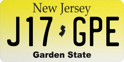 NJ license plate J17GPE