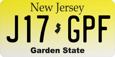 NJ license plate J17GPF
