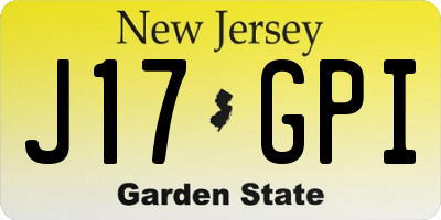 NJ license plate J17GPI