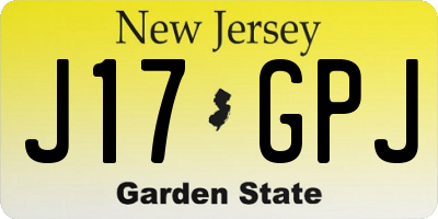 NJ license plate J17GPJ