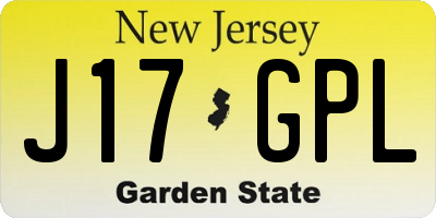 NJ license plate J17GPL