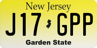 NJ license plate J17GPP