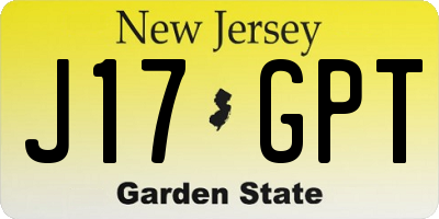 NJ license plate J17GPT
