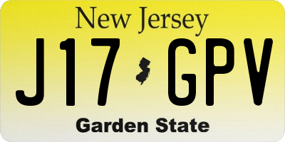 NJ license plate J17GPV
