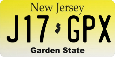 NJ license plate J17GPX