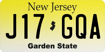NJ license plate J17GQA