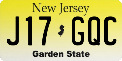 NJ license plate J17GQC