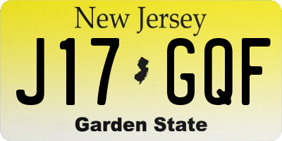 NJ license plate J17GQF