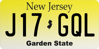 NJ license plate J17GQL