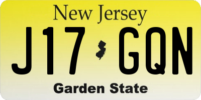 NJ license plate J17GQN