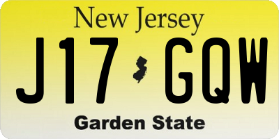 NJ license plate J17GQW