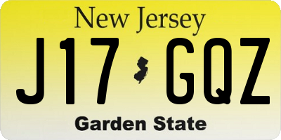 NJ license plate J17GQZ