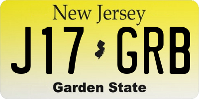 NJ license plate J17GRB