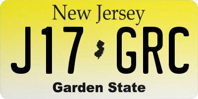 NJ license plate J17GRC