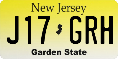 NJ license plate J17GRH