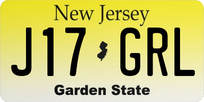 NJ license plate J17GRL
