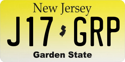 NJ license plate J17GRP