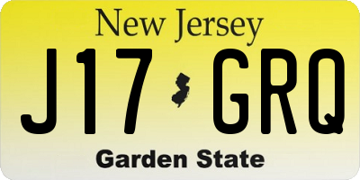 NJ license plate J17GRQ