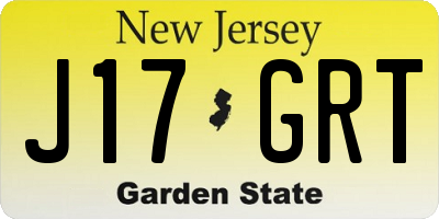NJ license plate J17GRT