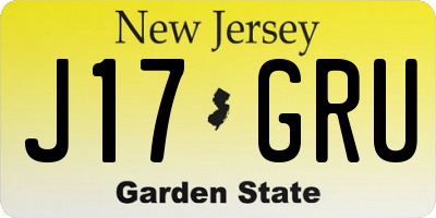 NJ license plate J17GRU