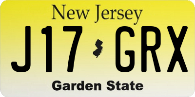 NJ license plate J17GRX