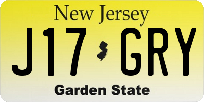 NJ license plate J17GRY
