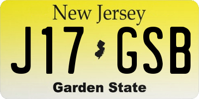 NJ license plate J17GSB