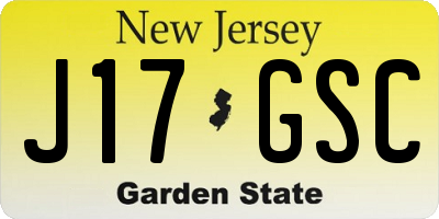 NJ license plate J17GSC