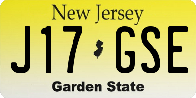 NJ license plate J17GSE