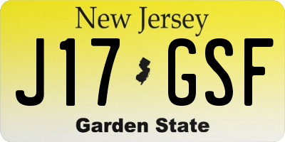 NJ license plate J17GSF