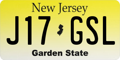 NJ license plate J17GSL
